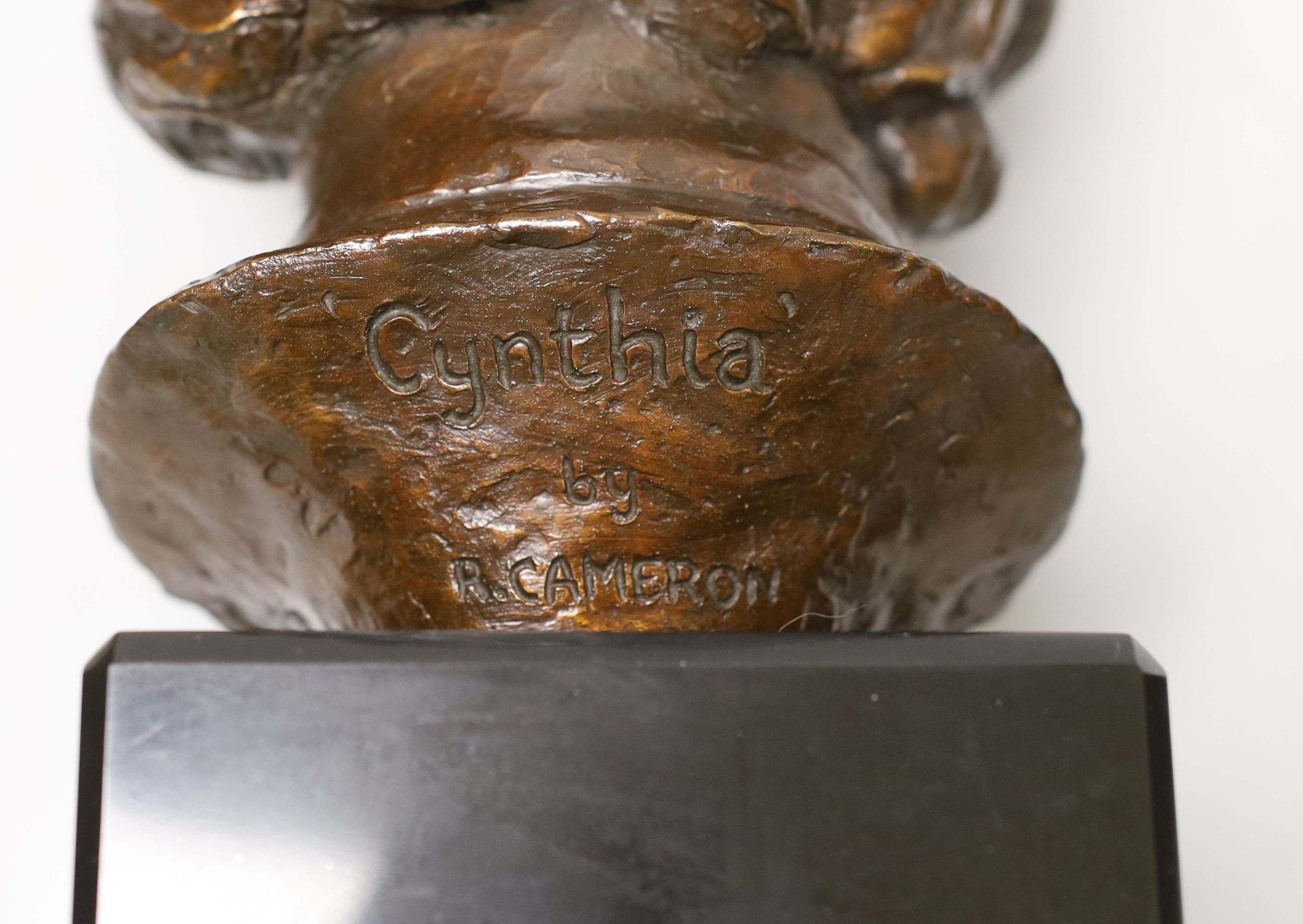 Ronald Cameron (b.1930), bronze bust, 'Cynthia', 41cm tall